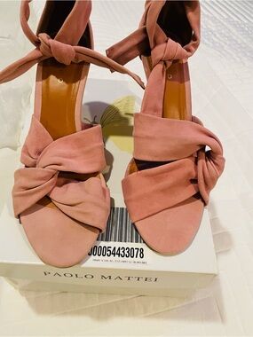 Anthropologie Blush Pink Knotted Suede Sandals